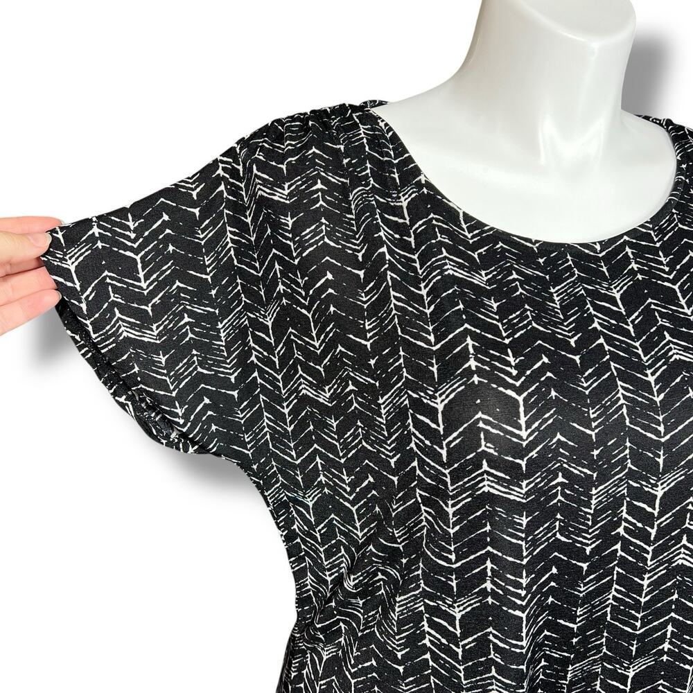 Jaclyn Smith Womens Blouse Top Shirt Pullover Short Sleeve Stretch Black White - Picture 6 of 9